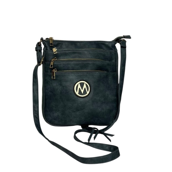 Mia K Collection Faux Leather Expandable Blue Shoulder & Crossbody Bag Marbled - Picture 1 of 16